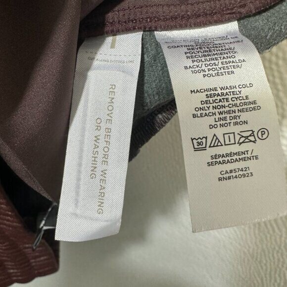 LOFT Women's Faux Leather Brown Pull On Lined Straight Pants With Pockets Sz L - Picture 10 of 11